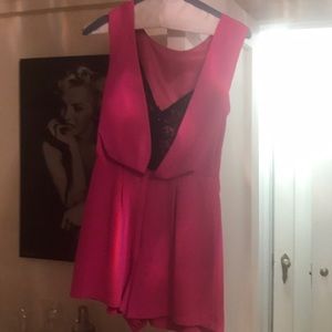 Pink and black lace topshop romper